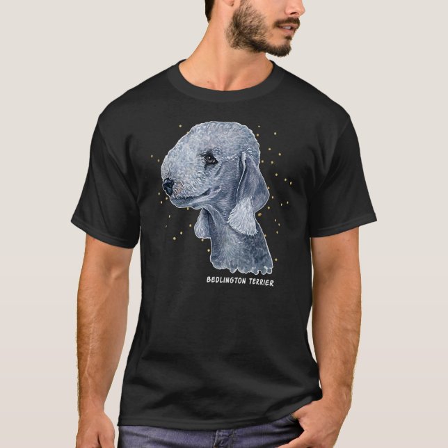 Camiseta Retrato de Bedlington Terrier 4 Mascota Bedlington (Anverso)