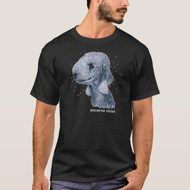 Camiseta Retrato de Bedlington Terrier 4 Mascota Bedlington (Anverso)