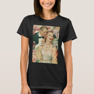 Camiseta Retrato de boda vintage, novia retro y novio