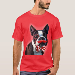 Camiseta Retrato de Boston Terrier con Red Bow Tie y 2