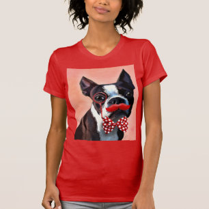 Camiseta Retrato de Boston Terrier con Red Bow Tie y 3