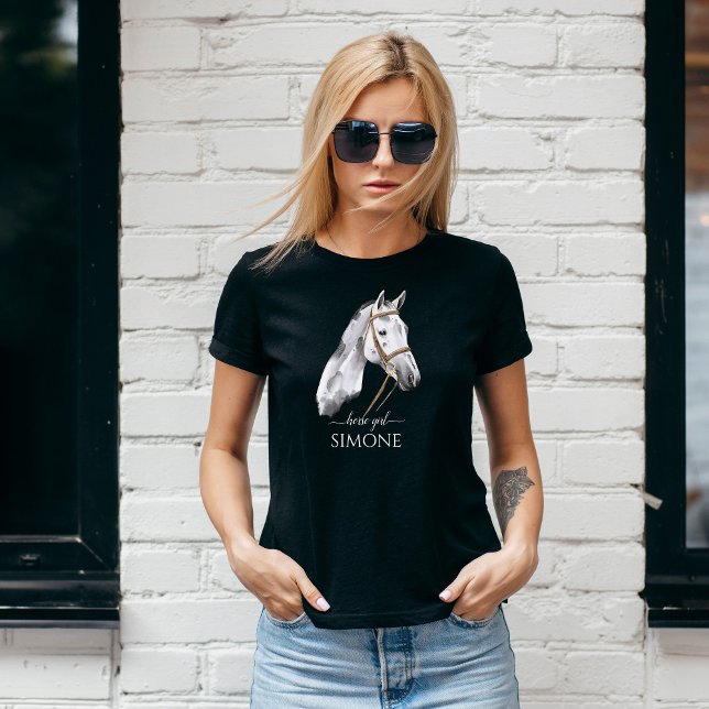 Camiseta Retrato de caballo blanco appaloosa vaquera ecuest (Subido por el creador)