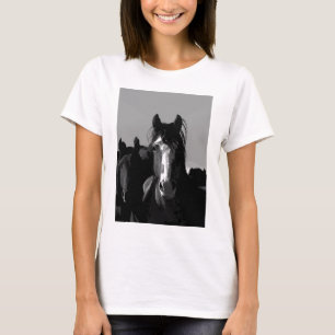 Camiseta Retrato de caballo blanco y negro