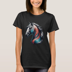 Camiseta Retrato de caballo equino tema artístico colorido