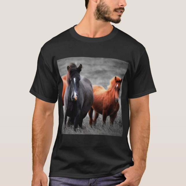 Camiseta Retrato de caballos: Fotografía selectiva en color (Anverso)