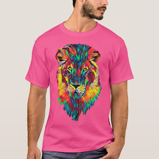 Camiseta Retrato de cabeza de cara de león (Anverso)