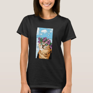 Camiseta Retrato de Cabeza de Gato Mascota Gato Arte Animal