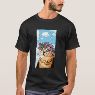 Camiseta Retrato de cabeza de gato mascota gato arte animal
