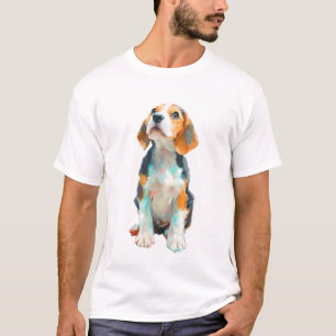 Camiseta Retrato de cachorro Beagle con pintura al óleo art