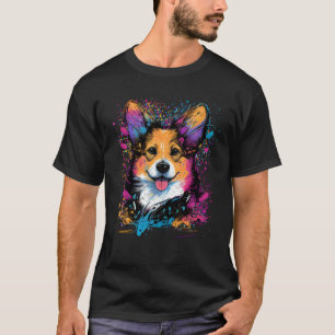 Camiseta Retrato de cachorro colorido Pembroke Welsh Corgi