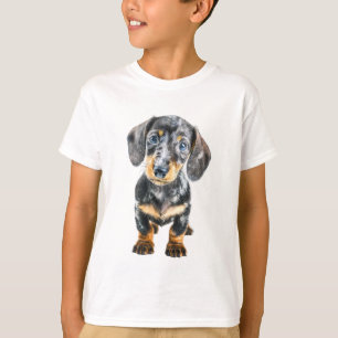 Camiseta Retrato de cachorro Dapple Dachshund para niños