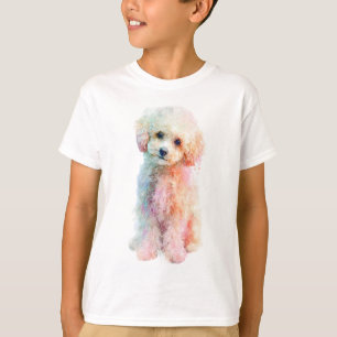 Camiseta Retrato de cachorro de caniche con acuarela colori
