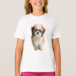 Camiseta Retrato de cachorro tricolor esponjoso para niños