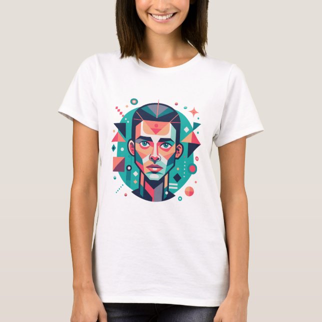 Camiseta Retrato de Cara Geométrico (Anverso)