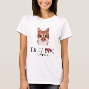 Camiseta Retrato de Cat Fluffy Love Kitty Meow