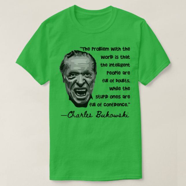 Camiseta Retrato de Charles Bukowski y presupuesto 2 (Diseño del anverso)