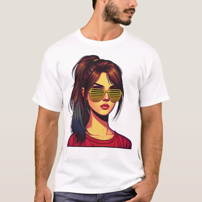 Camiseta Retrato de chica estilizada (Anverso)