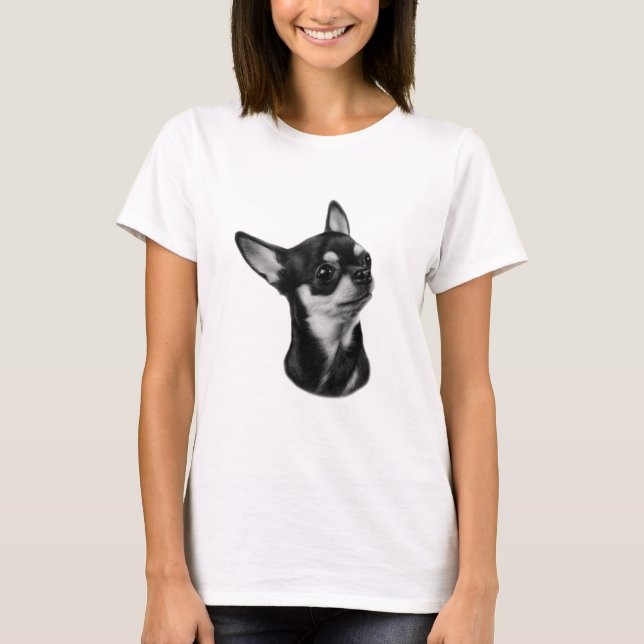 Camiseta Retrato de chihuahua pintado a mano (Anverso)