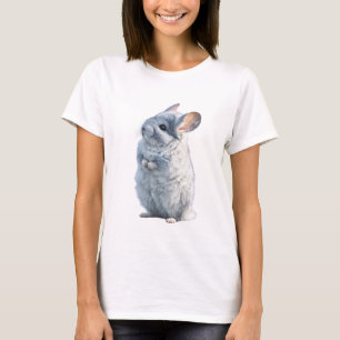 Camiseta Retrato de Chinchilla de pie gris esponjoso Mujere