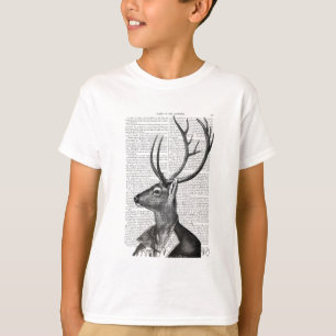 Camiseta Retrato de ciervo blanco y negro