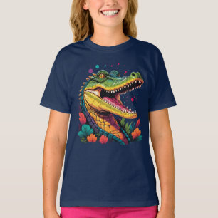 Camiseta Retrato de cocodrilo colorido