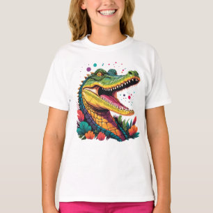 Camiseta Retrato de cocodrilo colorido