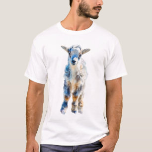 Camiseta Retrato de cordero azul pastel artístico y hombres