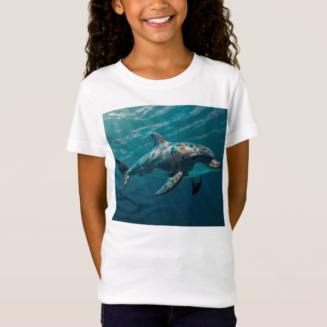Camiseta Retrato de delfín submarino de Ocean Blue (Anverso)