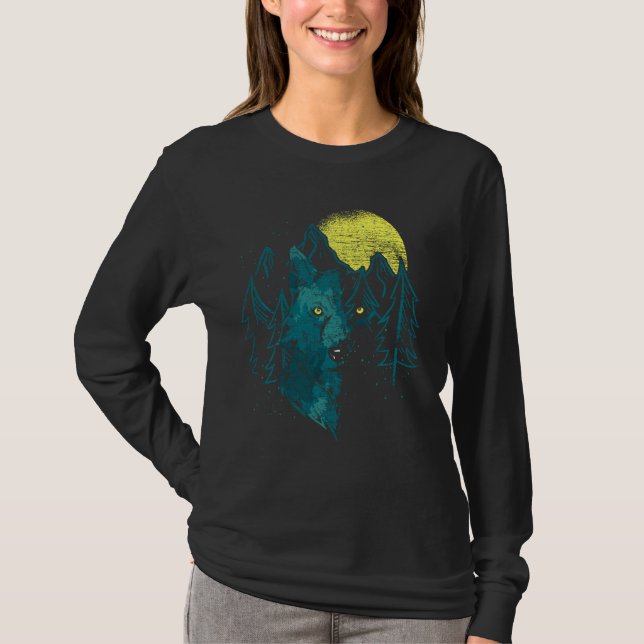 Camiseta Retrato de depredador animal forestal de la luna l (Anverso)