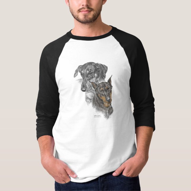 Camiseta Retrato de dos doberman (Anverso)