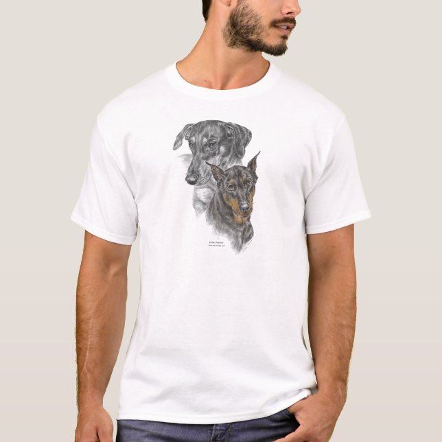 Camiseta Retrato de dos dobermanes (Anverso)