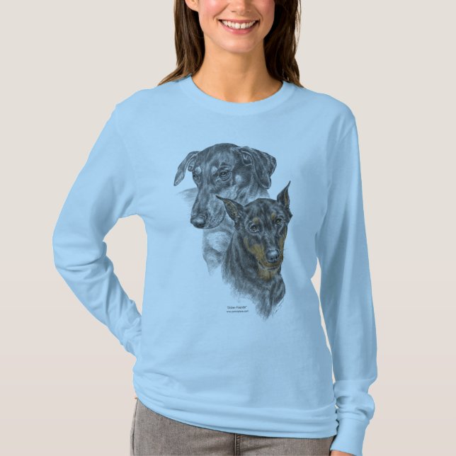 Camiseta Retrato de dos dobermanes (Anverso)