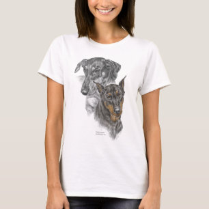 Camiseta Retrato de dos dobermanes