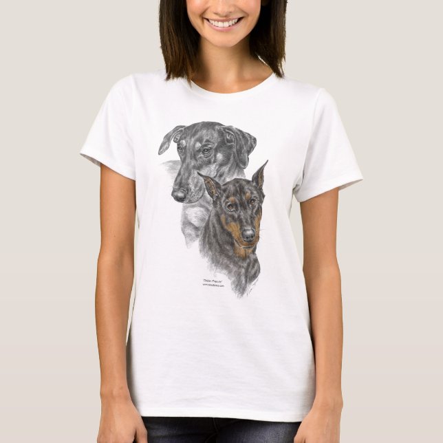Camiseta Retrato de dos dobermanes (Anverso)