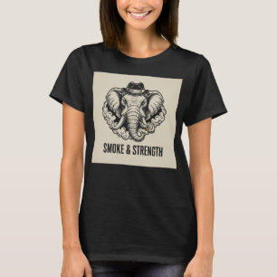Camiseta Retrato de elefante arenoso fumando arte de línea 