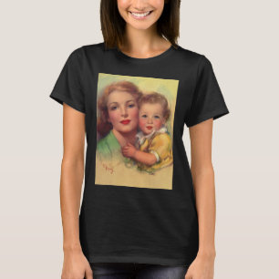 Camiseta Retrato de familia vintage de madre e hijo
