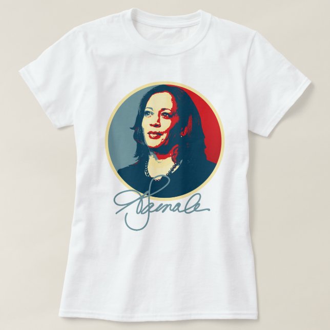 Camiseta Retrato de firma Kamala Harris (Diseño del anverso)