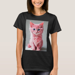 Camiseta Retrato de foto de gato rosado