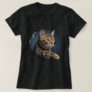 Camiseta Retrato de gato American Shorthair en marco circul