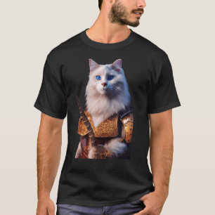 Camiseta Retrato de gato antropoide Ragdoll con armadura ca