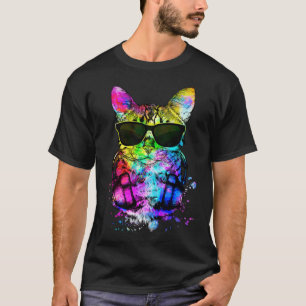 Camiseta Retrato de gato Bengalí con auriculares Retro Pop