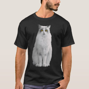 Camiseta Retrato de gato blanco ojos amarillos