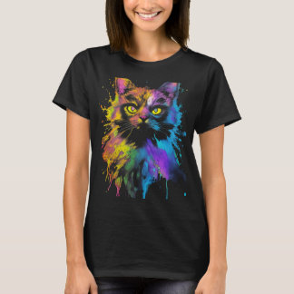 Camiseta Retrato de gato colorido 1