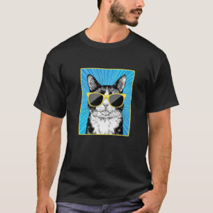 Camiseta Retrato De Gato De Tuxedo Gato De Arte Pop Con Gaf
