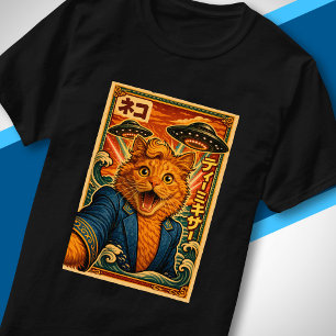 Camiseta Retrato de gato divertido y lindo alienígena OVNI 