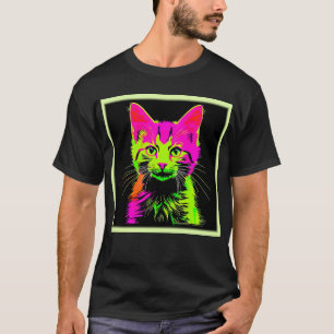 Camiseta Retrato de gato neón