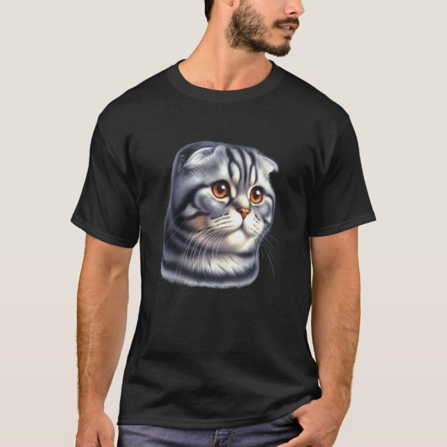 Camiseta Retrato de gato Scottish Fold (Anverso)