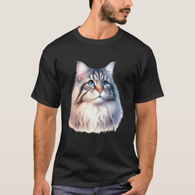 Camiseta Retrato de gato siberiano (Anverso)