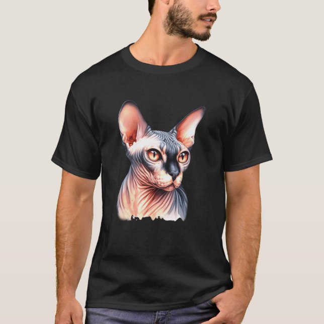 Camiseta Retrato de gato Sphynx (Anverso)