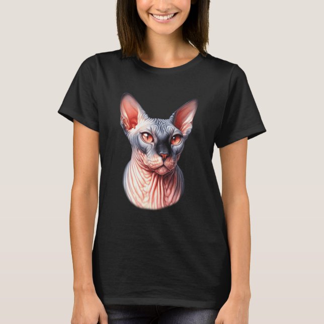 Camiseta Retrato de gato Sphynx (Anverso)